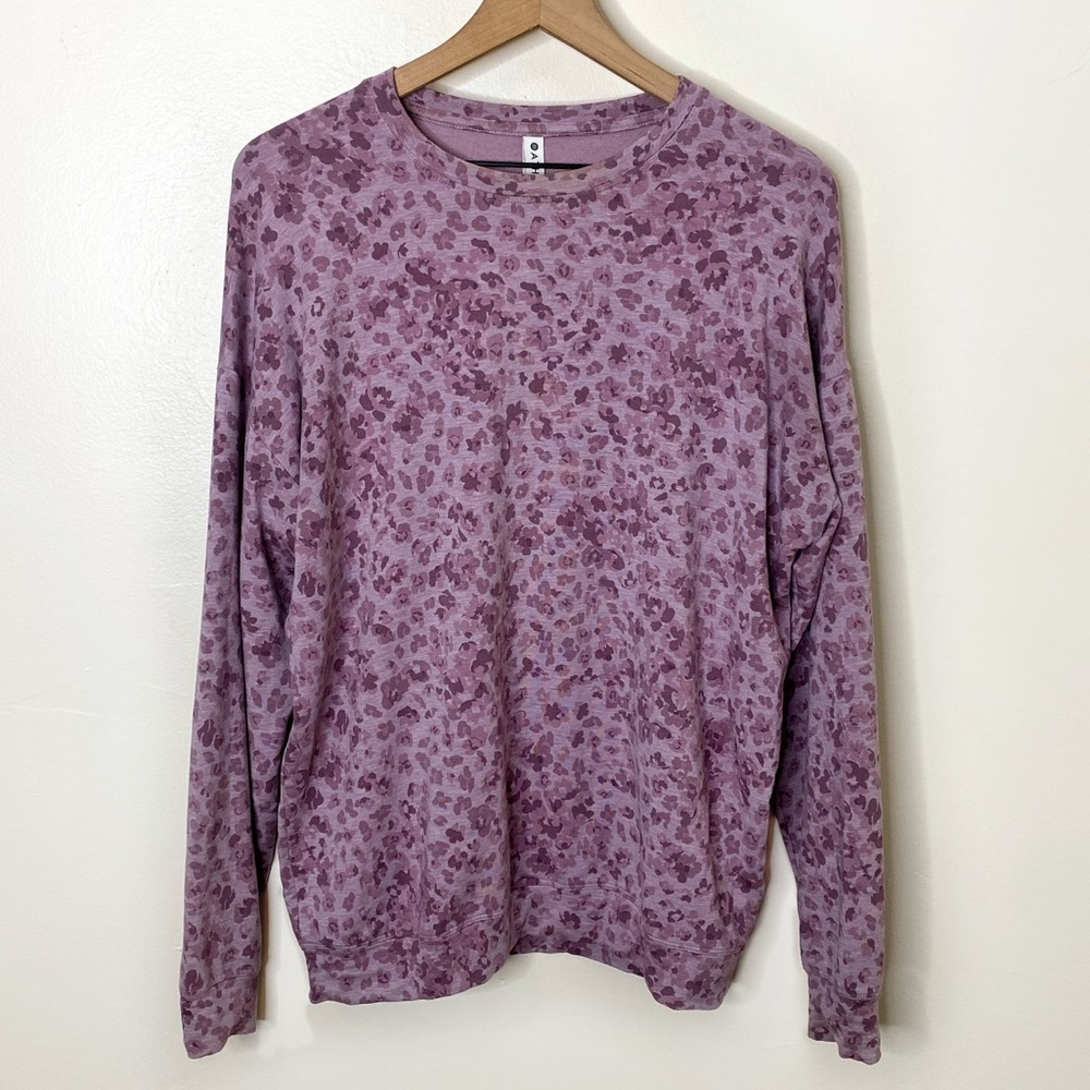 Athleta Studio To Street Print Pink Crewneck Sweatshirt